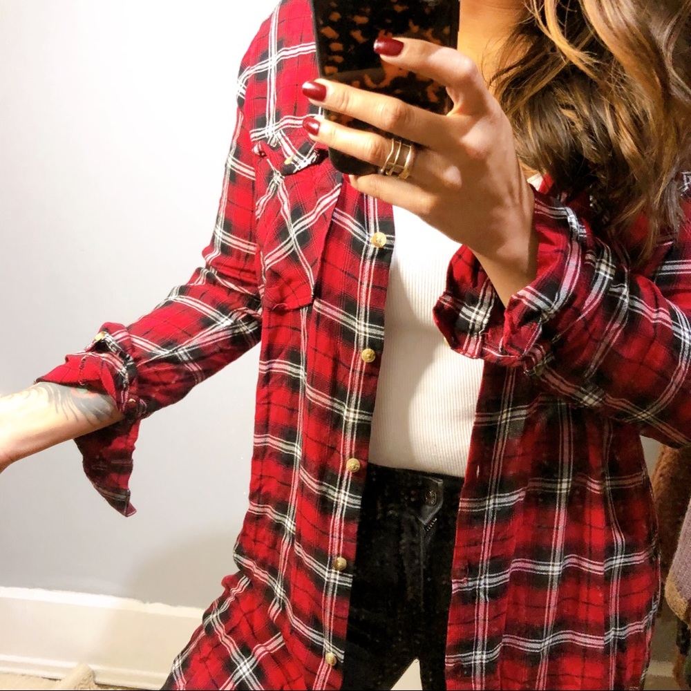 2 for $20 | Long line oversized red flannel